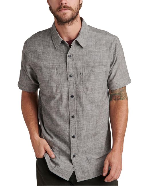 Junk Food Gray Hughes Cotton Short Sleeves Button-down Shirt for men
