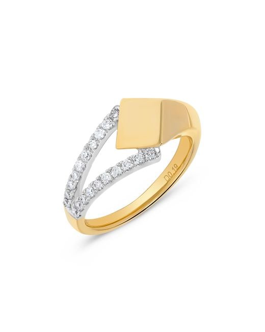 H.J. Namdar Women's Metallic H. J. Namdar 0.19 Ct Tw Faceted And Split Shank Diamond Ring 14K Two Tone Natural Diamonds Size 6
