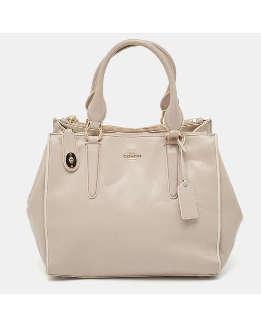 COACH Natural Lilac Leather Crosby Carryall Tote