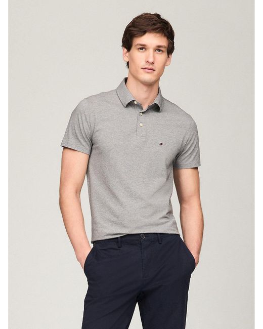 Tommy Hilfiger Gray Slim Fit Cotton Jersey Polo for men