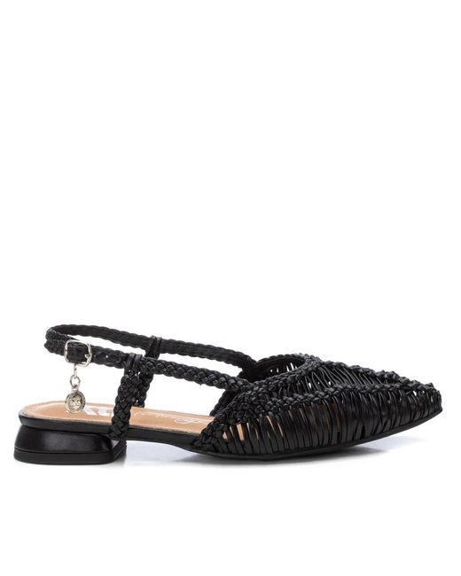 Xti Black Braided Slingback Flats By
