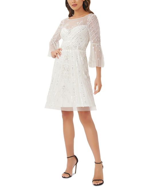 Adrianna Papell White Illusion Mini Cocktail And Party Dress