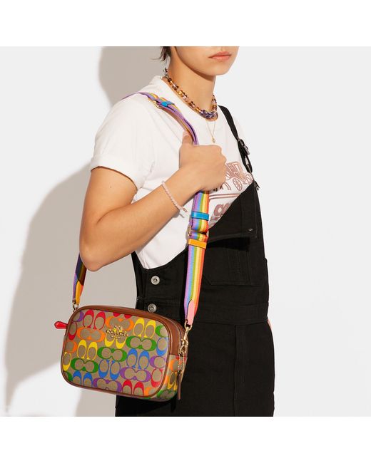 COACH Jamie Camera Bag In Rainbow Signature Canvas Lyst