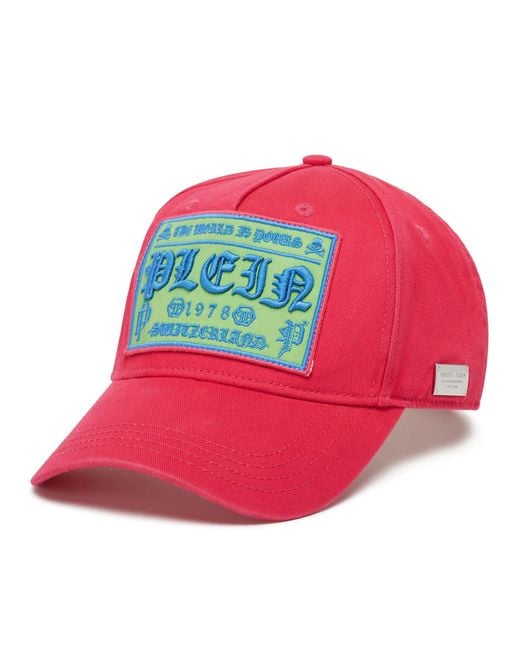 Philipp Plein Pink Baseball Cap Gothic Plein for men