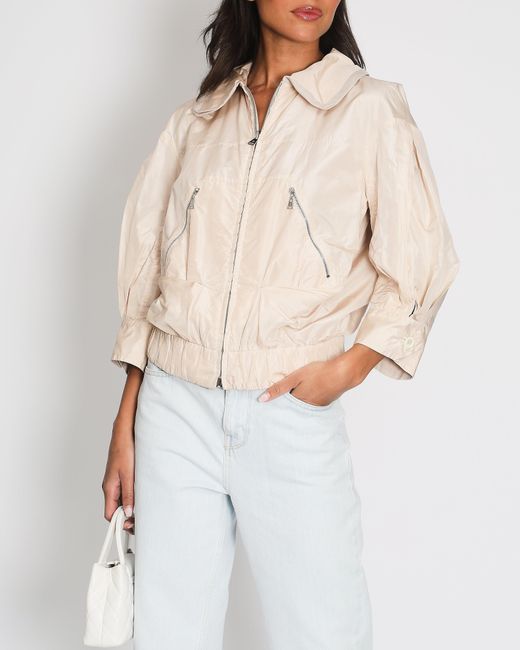 Louis Vuitton Natural Powder Windbreaker With Rounded Collar And Rushed Hem