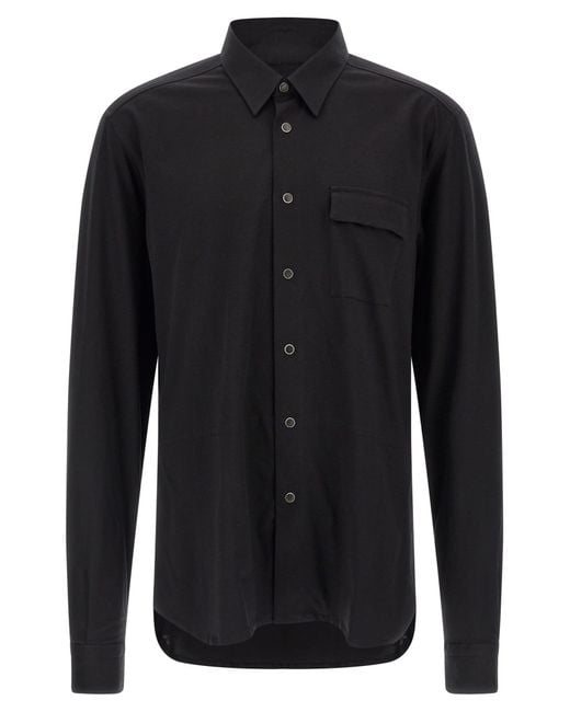 Kiton Black Cotton Blouse for men