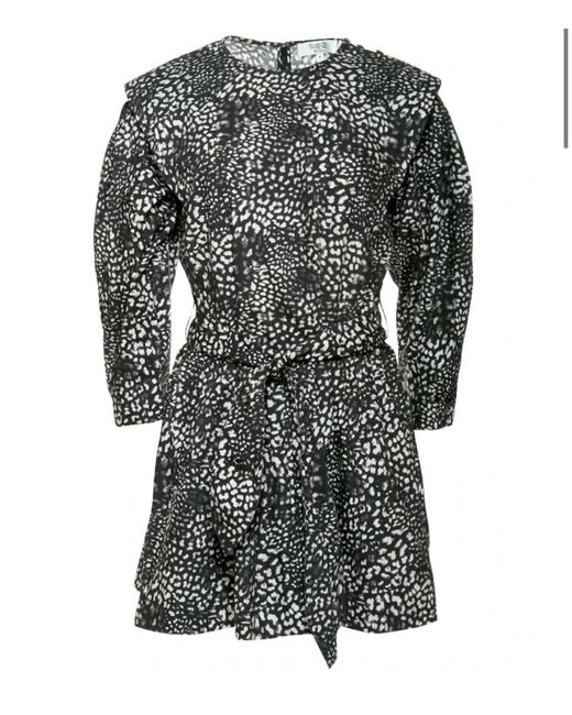 Sea Gray Calla Cheetah Long Sleeve Belted Tunic Dress