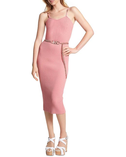 MICHAEL Michael Kors Pink Bustier Mid-calf Midi Dress