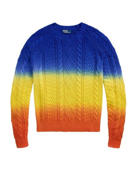 Polo Ralph Lauren Blue Long-Sleeved Gradient Knit Pullover With Logo for men