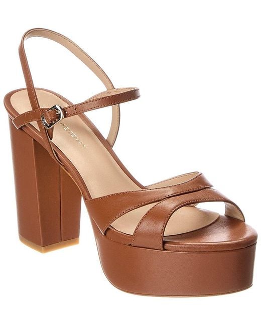 Stuart Weitzman Brown Maia Leather Platform Sandal