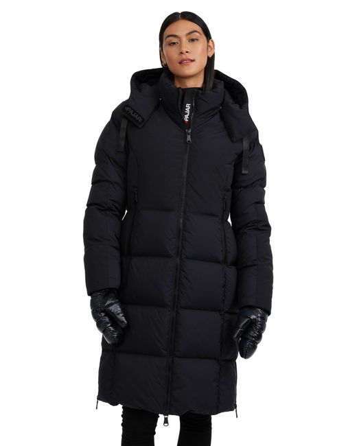 Pajar Black Zaniah Mixed Media Quilted Puffer With Detachable Hood