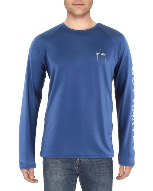 Guy Harvey Blue Moisture Wicking Raglan Sleeve T-shirt for men