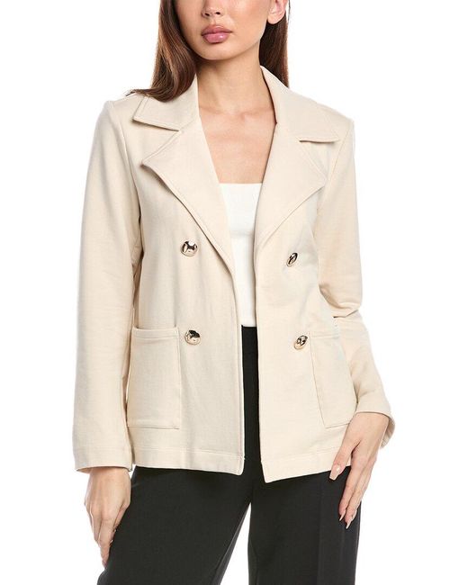 Anne Klein Natural Relaxed Faux Double-Breasted Jacket