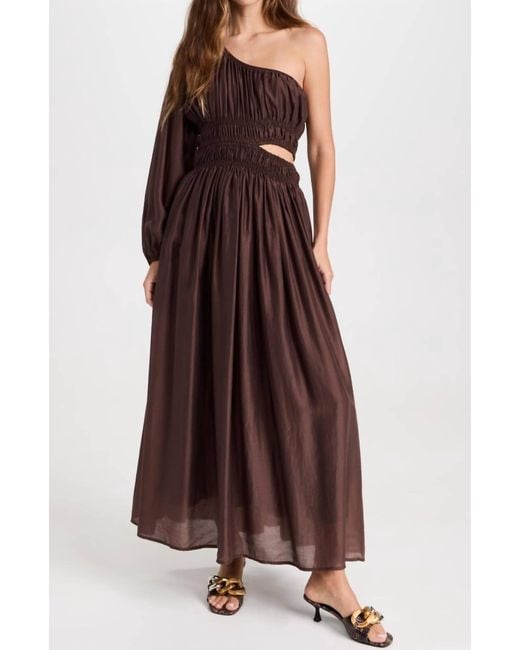 Moon River Brown One Shoulder Cut Out Dress