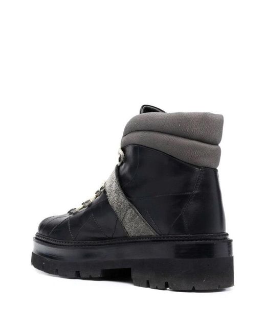 Bally Black Chunky Sole Cow Leather Ankle Boots With Padded Collar for men