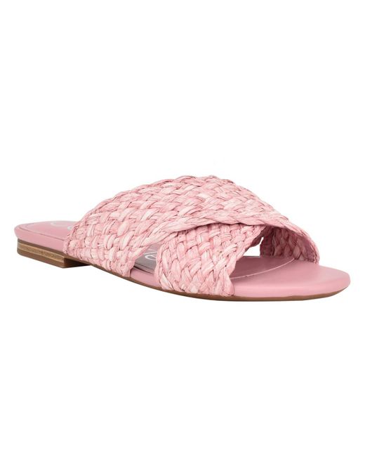 Calvin Klein Pink June 2 Woven Peep-toe Slide Sandals