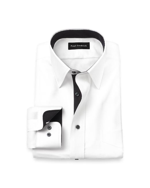 slim fit dress slacks Non-Iron Cotton Stripe Dress Shirt with Contrast Trim