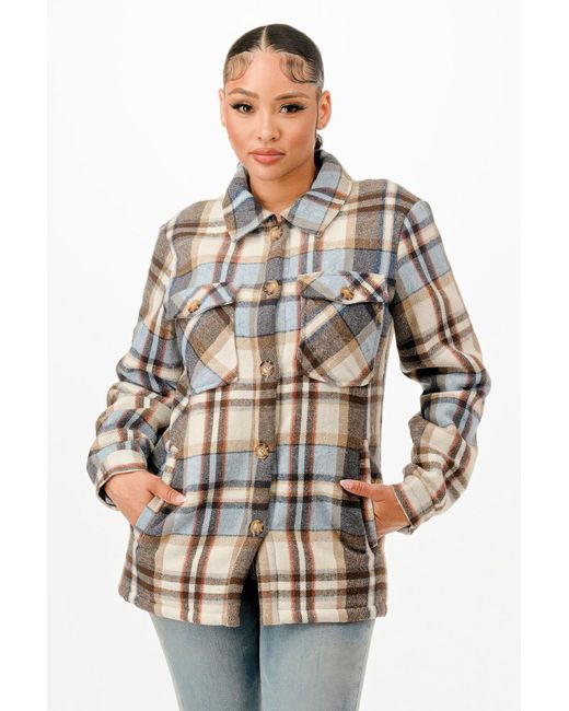TRUEDAMES Natural Sherpa Lined Flannel Warm Jacket