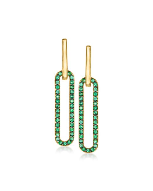 Ross-Simons Green Emerald Paper Clip Link Drop Earrings