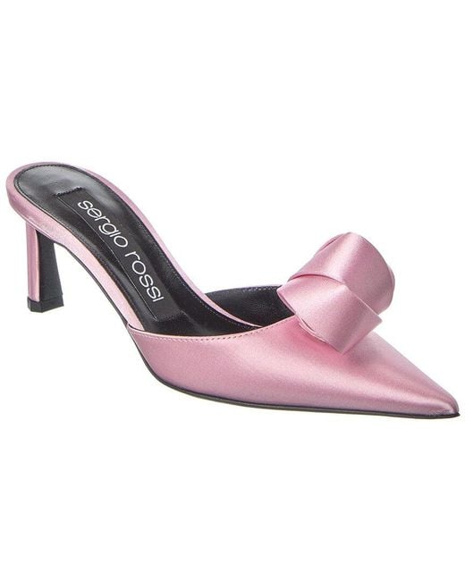 Sergio Rossi Bigoudi Satin Mule in Pink | Lyst