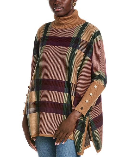 Jones New York Brown Turtleneck Poncho Sweater