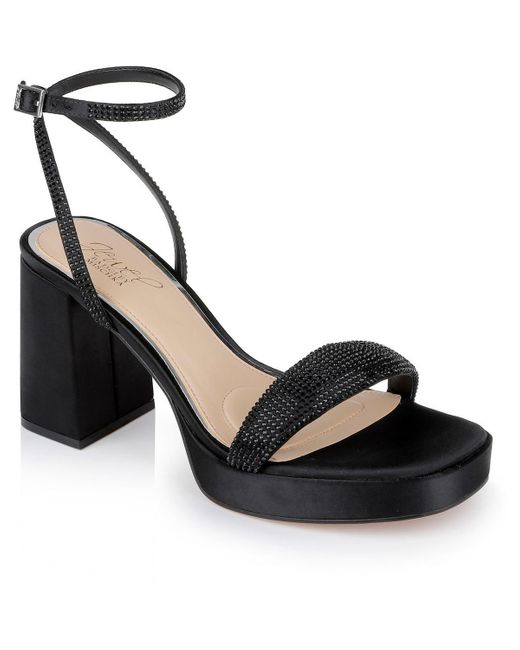 Badgley Mischka Black Teddi Embellished Textured Block Heels