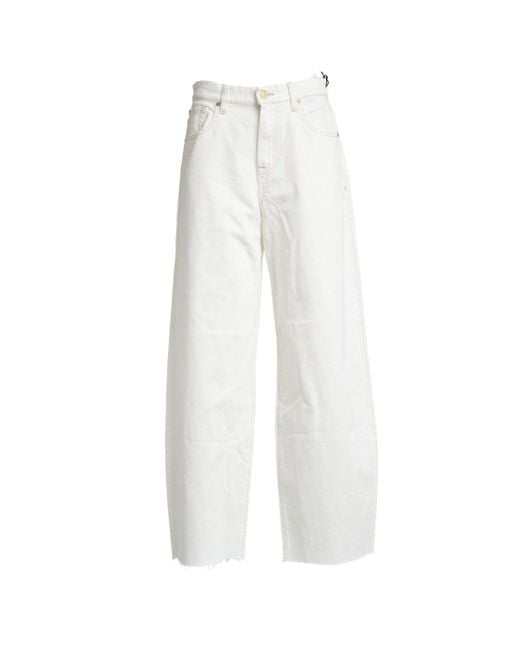 7 For All Mankind White Bonnie Curvilinear Milkway Whit Raw Cut Jeans