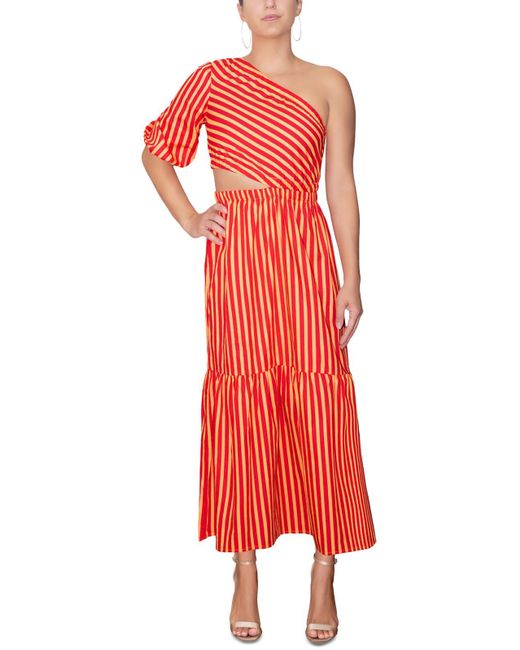 Rachel Roy Red Cotton One-shoulder Maxi Dress
