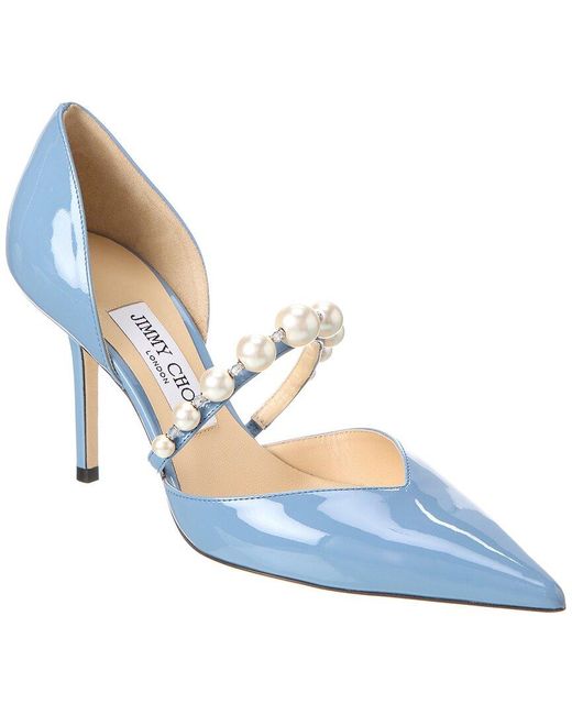 Jimmy Choo Blue Aurelie 85 Patent Pump
