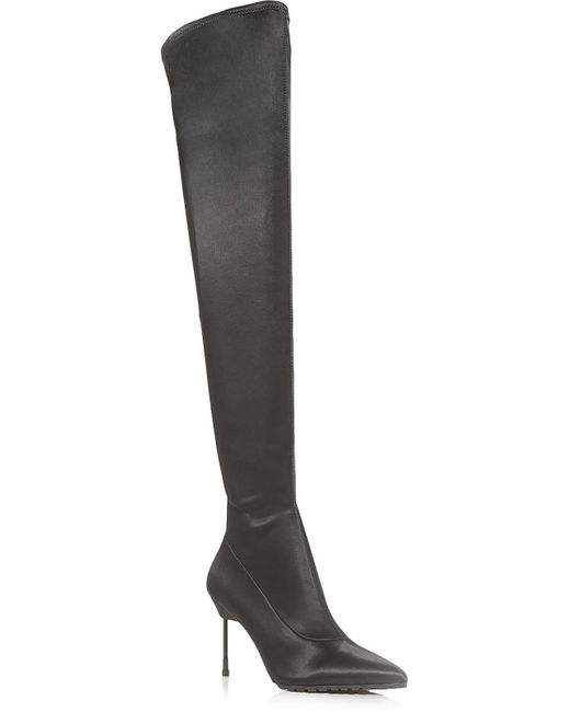 Kurt Geiger Black Barbican High Heel Stud On The Outer Sole Thigh-high Boots