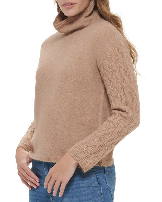 Calvin Klein Natural Cable Knit Cowlneck Pullover Sweater