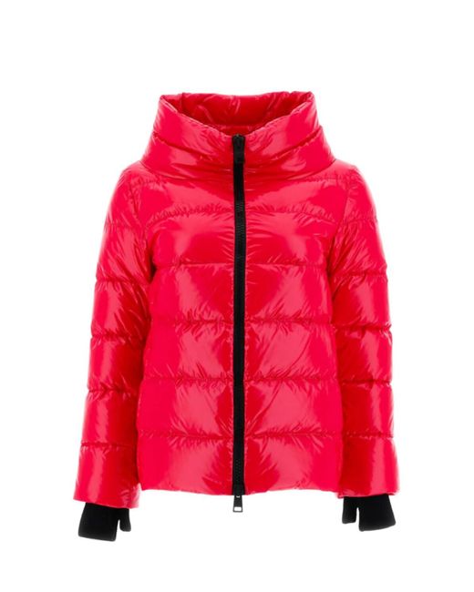 Herno Red Gloss Short With Knit Gloves Jacket