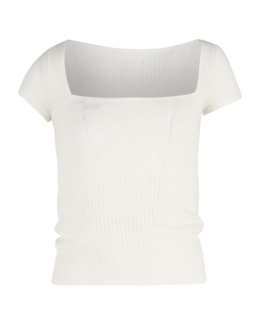 Reformation Women's White Square Neck T-Shirt