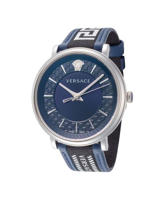 Versace 42mm Blue Quartz Watch Ve5a01121 for men