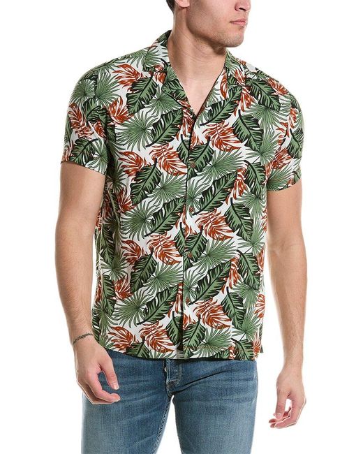 Report Collection Green Tropical Shirt for men