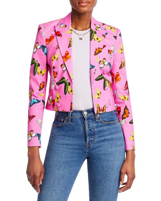 L'Agence Blue Inez Cotton Cropped Double-breasted Blazer