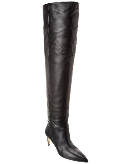 Paris Texas Black Stiletto Leather Over-the-knee Boot