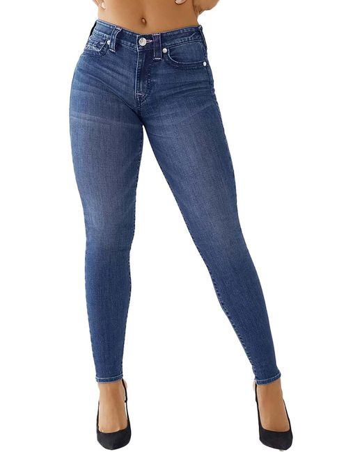 True Religion Blue Jennie Curvy Mid-rise Whisker Wash Skinny Jeans