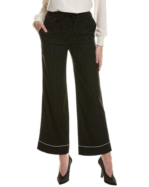St. John Black Cursive Icon Silk-Blend Pant
