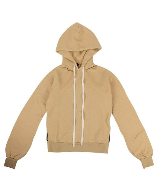 Unravel Project Natural Cut Out Shoulder Hooded Sweatshirt - Tan