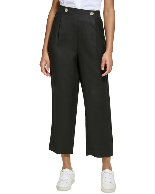 Karl Lagerfeld Black Stretch Pleated Cropped Pants