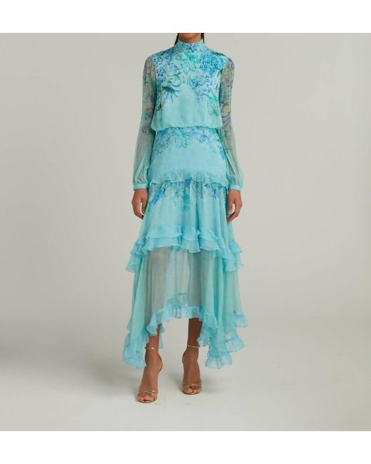 Saloni Blue Jolie-c Dress In Orchard River