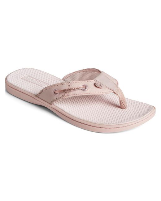 Sperry Top-Sider Pink Seafish Leather Round Toe Flip-flops