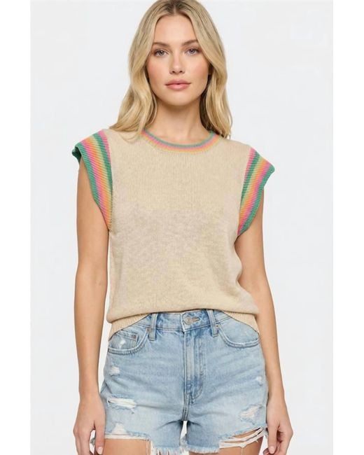 Staccato Blue Multi Accented Flutter Sleeve Top