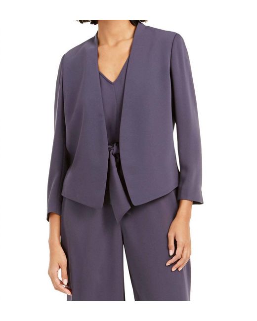 BarIII Purple Collarless Open Front Jacket