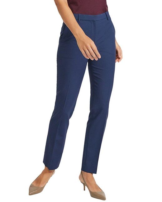 Theory Blue Treeca Full-length Wool-blend Pant
