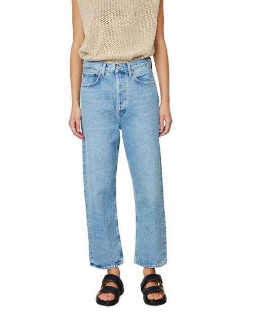 Agolde Blue 90's Crop Mid Rise Loose Straight Jeans