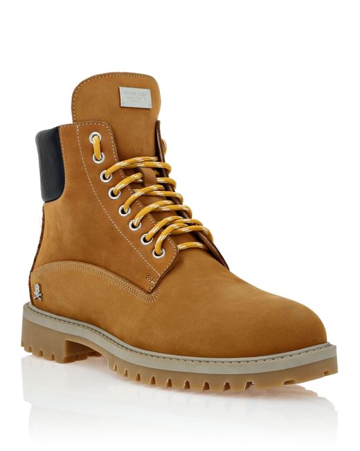 Philipp Plein Brown Nabuk Low Flat Boots for men