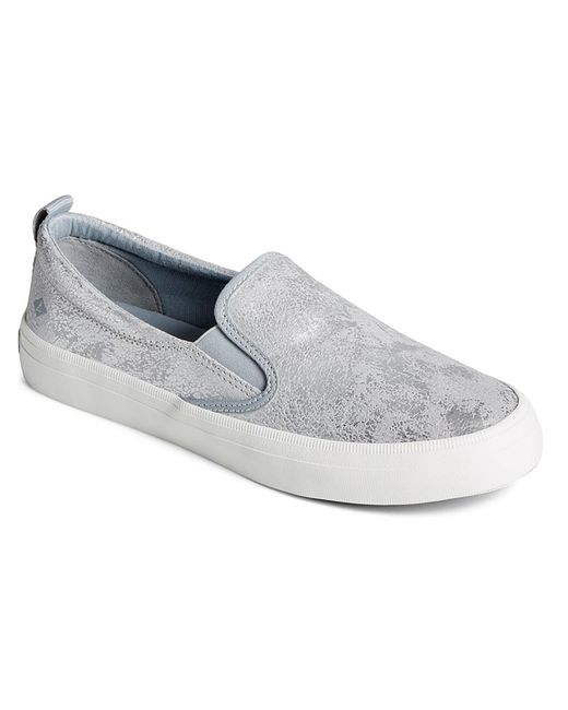 Sperry Top-Sider White Crest Leather Metallic Slip-on Sneakers