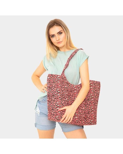 Fashnzfab Pink Leopard Print Jute Tote Bag